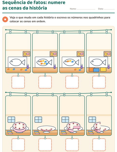 Pré-visualização da ficha de Sequência de fatos para Educação infantil (pré-escola, 5-7 anos)