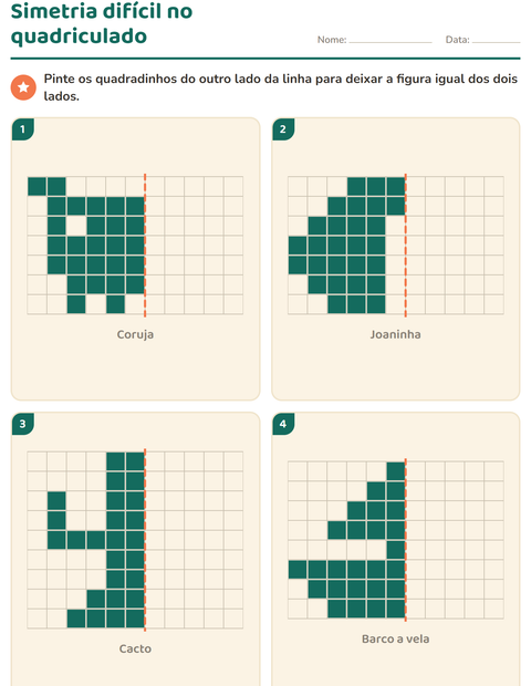 Simetria difícil na malha: figuras com muitas casas