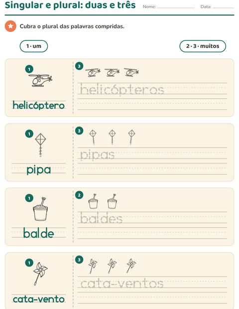 Pré-visualização da ficha de Singular e plural com Brinquedos PB 2 para Educação infantil (pré-escola, 5-7 anos)