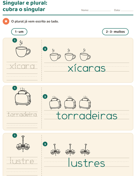 Pré-visualização da ficha de Singular e plural com Casa PB para Educação infantil (pré-escola, 5-7 anos)