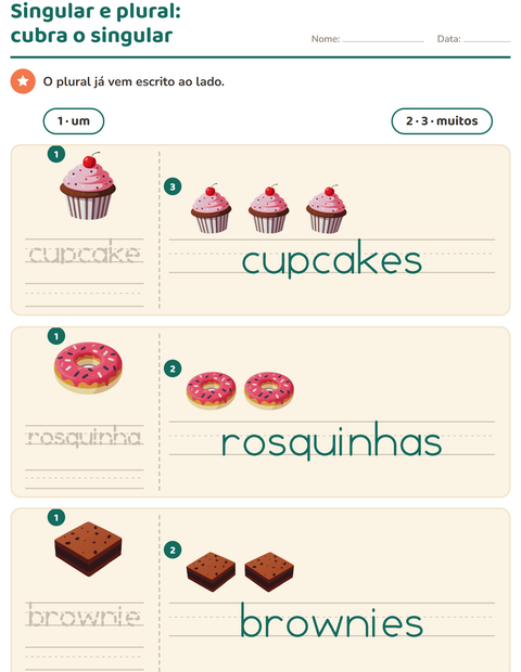 Pré-visualização da ficha de Singular e plural com Padaria para Educação infantil (pré-escola, 5-7 anos)