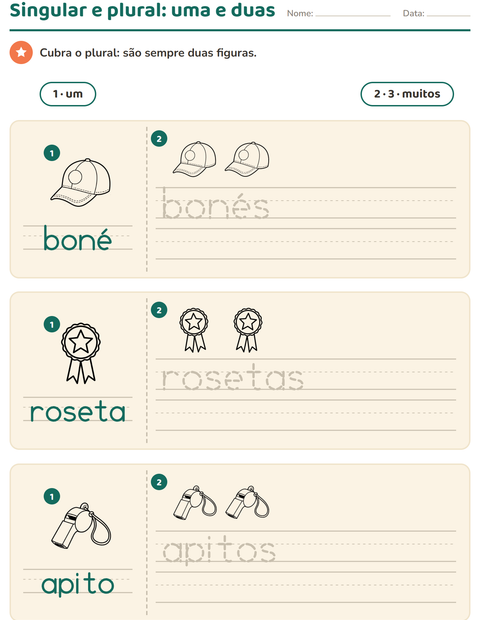 Pré-visualização da ficha de Singular e plural com Esportes PB para Educação infantil (pré-escola, 5-7 anos)