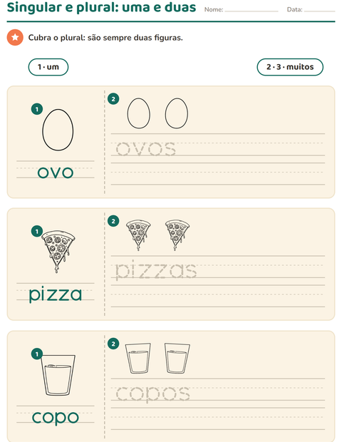 Pré-visualização da ficha de Singular e plural com Comida PB 3 para Educação infantil (pré-escola, 5-7 anos)