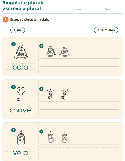 Pré-visualização da ficha de Singular e plural com Dia dos Namorados PB para Educação infantil (pré-escola, 5-7 anos)