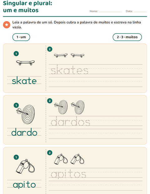 Pré-visualização da ficha de Singular e plural com Esportes PB para Educação infantil (pré-escola, 5-7 anos)