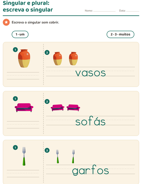 Pré-visualização da ficha de Singular e plural com Pela casa para Educação infantil (pré-escola, 5-7 anos)