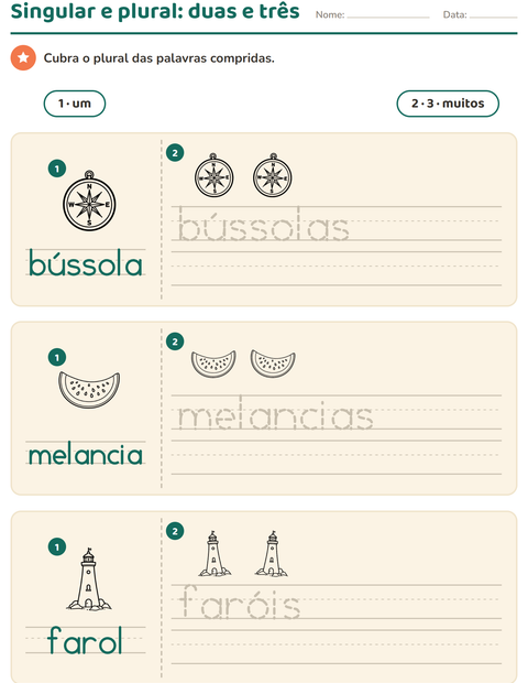 Pré-visualização da ficha de Singular e plural com Praia PB para Educação infantil (pré-escola, 5-7 anos)