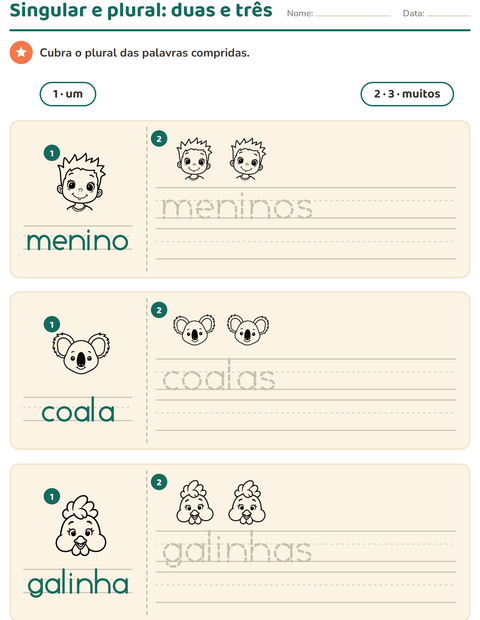 Pré-visualização da ficha de Singular e plural com Rostos PB para Educação infantil (pré-escola, 5-7 anos)