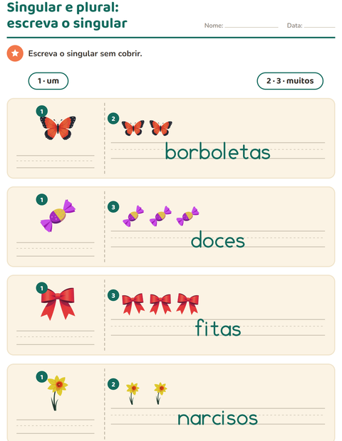 Pré-visualização da ficha de Singular e plural com Páscoa para Educação infantil (pré-escola, 5-7 anos)