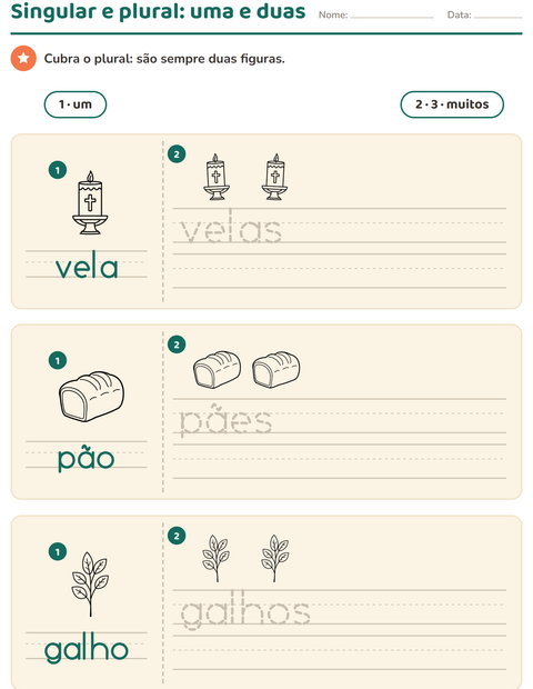 Pré-visualização da ficha de Singular e plural com Páscoa PB para Educação infantil (pré-escola, 5-7 anos)