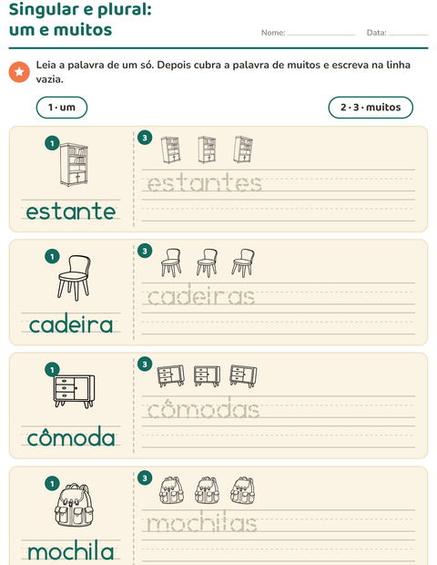 Pré-visualização da ficha de Singular e plural com Sala de aula 2 (P&B) para Educação infantil (pré-escola, 5-7 anos)