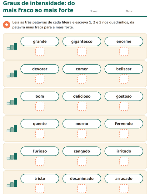 Pré-visualização da ficha de Sinônimos para 1º ano do ensino fundamental
