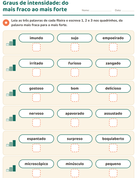 Pré-visualização da ficha de Sinônimos para 1º ano do ensino fundamental