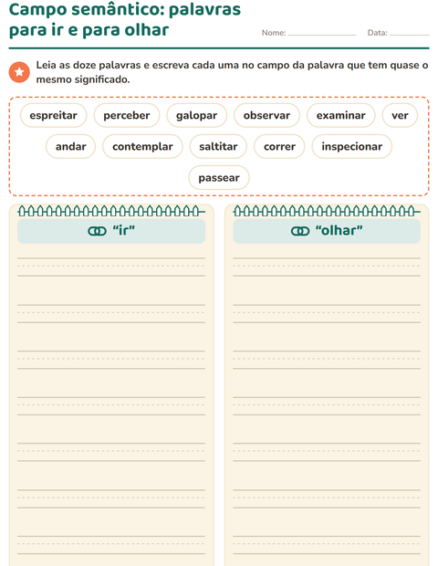 Pré-visualização da ficha de Sinônimos para 3º ano do ensino fundamental