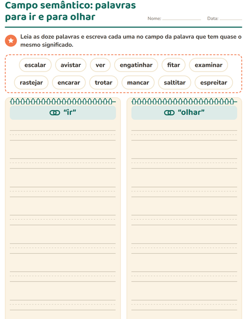 Pré-visualização da ficha de Sinônimos para 3º ano do ensino fundamental