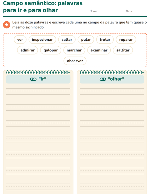 Pré-visualização da ficha de Sinônimos para 3º ano do ensino fundamental