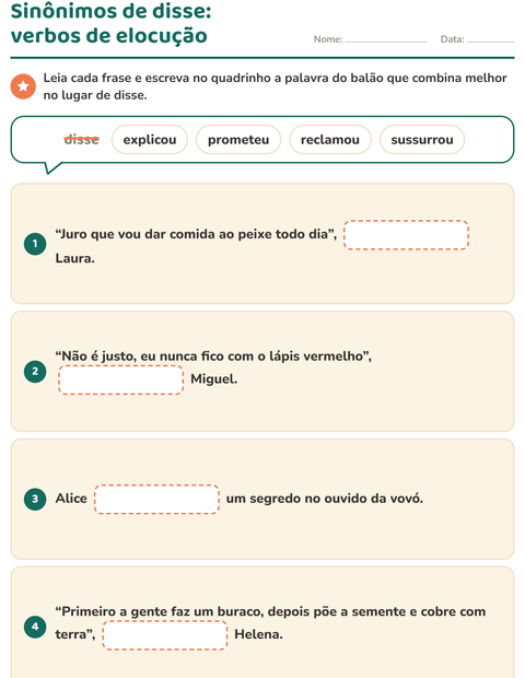 Pré-visualização da ficha de Sinônimos para 2º ano do ensino fundamental
