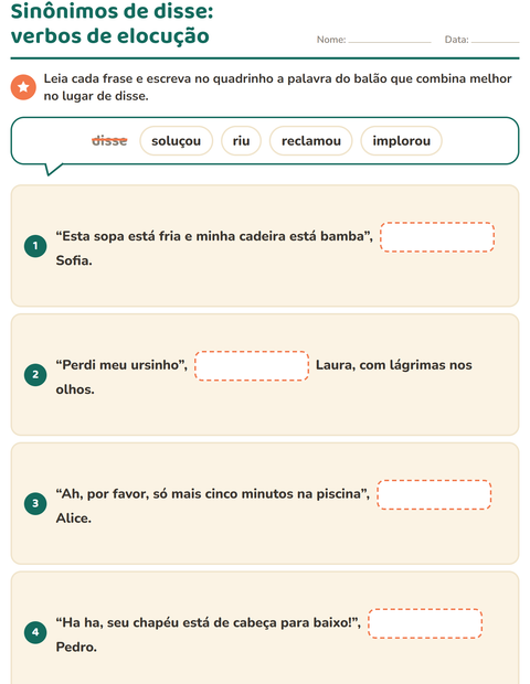 Pré-visualização da ficha de Sinônimos para 2º ano do ensino fundamental