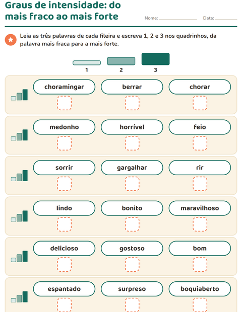 Pré-visualização da ficha de Sinônimos para 1º ano do ensino fundamental