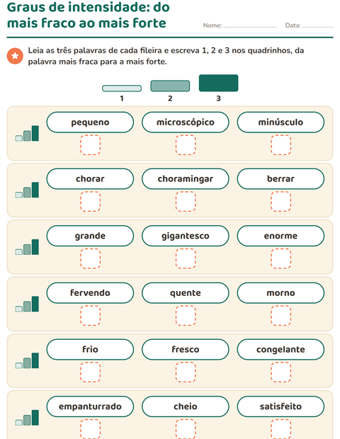 Pré-visualização da ficha de Sinônimos para 1º ano do ensino fundamental
