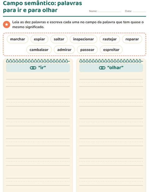 Pré-visualização da ficha de Sinônimos para 3º ano do ensino fundamental