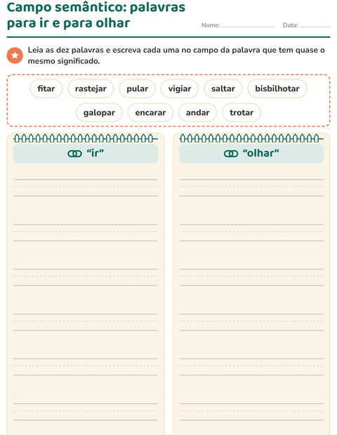 Pré-visualização da ficha de Sinônimos para 3º ano do ensino fundamental