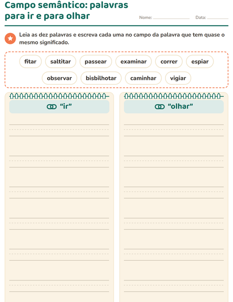 Pré-visualização da ficha de Sinônimos para 3º ano do ensino fundamental