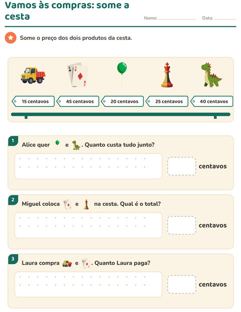 Vamos às compras: três cestas para somar dois preços