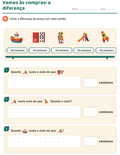 Prévia: Vamos às compras: quanto um produto custa a mais que o outro