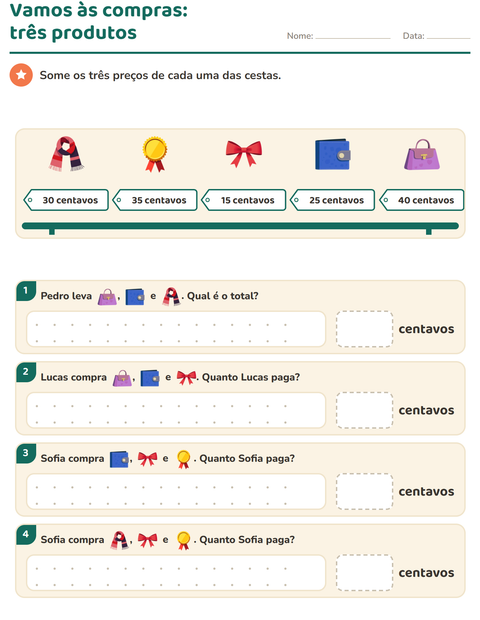 Pré-visualização da ficha de Sistema monetário com Acessórios para 2º ano do ensino fundamental