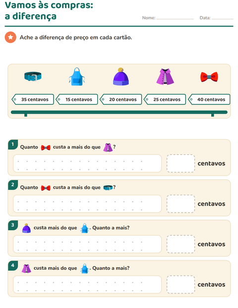 Pré-visualização da ficha de Sistema monetário com Acessórios para 2º ano do ensino fundamental