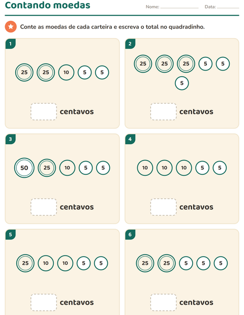 Pré-visualização da ficha de Sistema monetário para 1º ano do ensino fundamental
