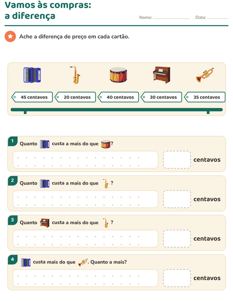 Pré-visualização da ficha de Sistema monetário com Música para 2º ano do ensino fundamental