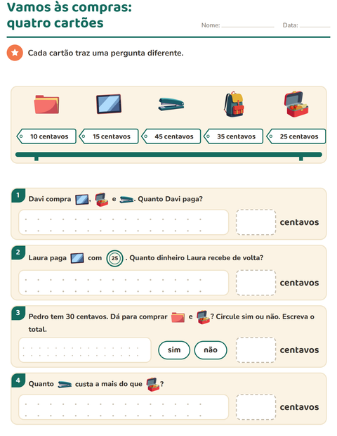 Pré-visualização da ficha de Sistema monetário com Sala de aula para 2º ano do ensino fundamental