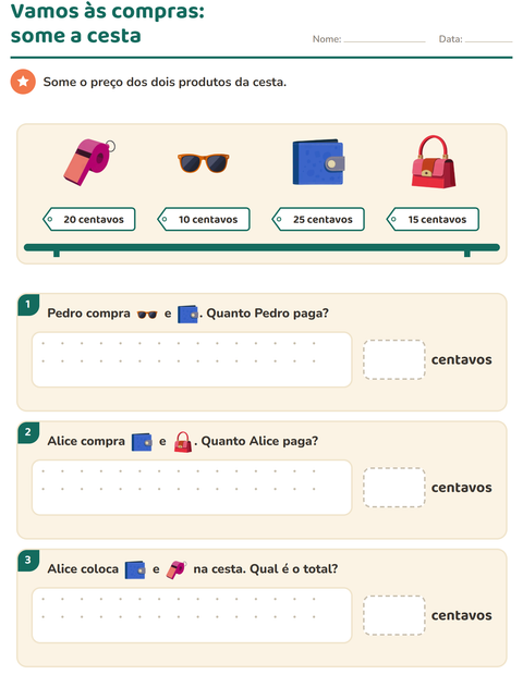 Pré-visualização da ficha de Sistema monetário com Acessórios para 2º ano do ensino fundamental