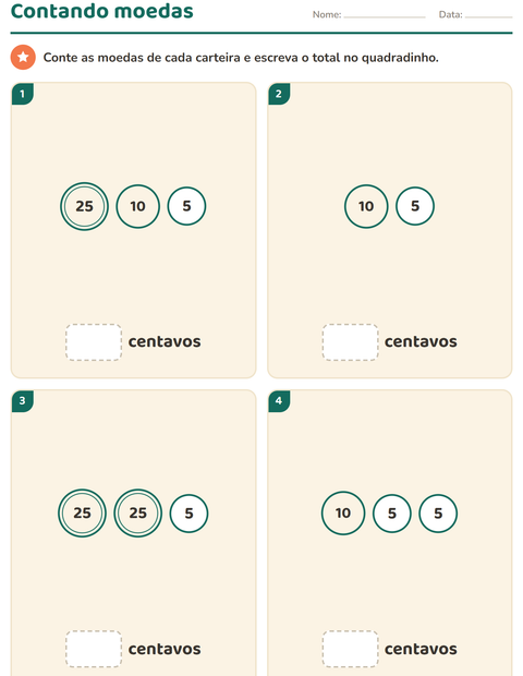 Pré-visualização da ficha de Sistema monetário para 1º ano do ensino fundamental