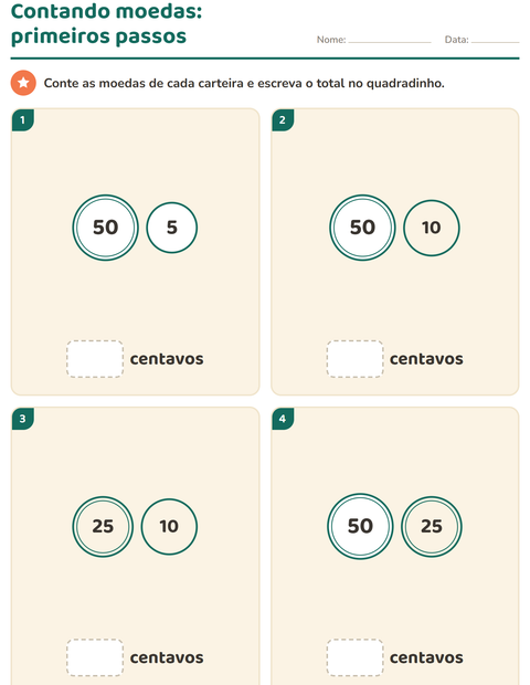 Pré-visualização da ficha de Sistema monetário para 1º ano do ensino fundamental