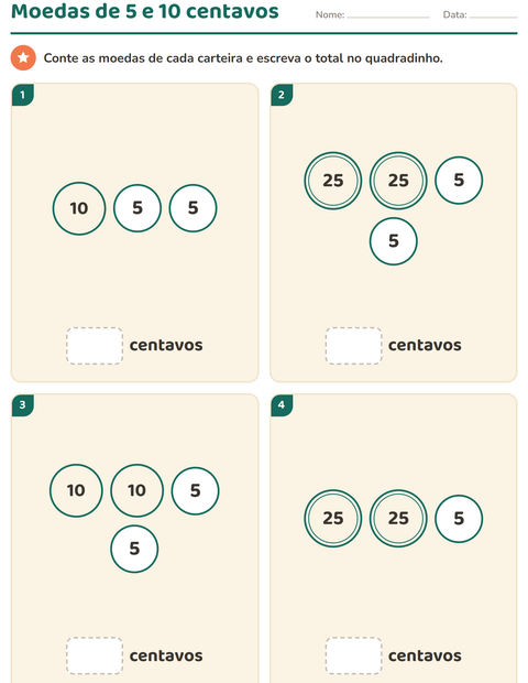 Pré-visualização da ficha de Sistema monetário para 1º ano do ensino fundamental