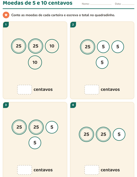 Pré-visualização da ficha de Sistema monetário para 1º ano do ensino fundamental
