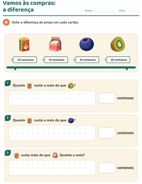 Pré-visualização da ficha de Sistema monetário com No supermercado para 2º ano do ensino fundamental