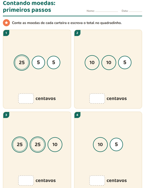 Pré-visualização da ficha de Sistema monetário para 1º ano do ensino fundamental