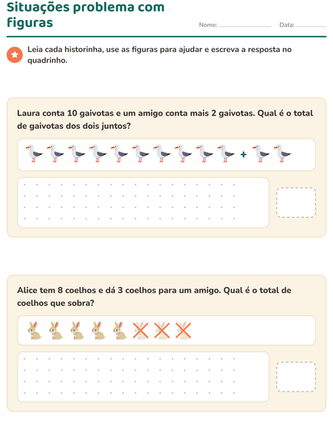 Situações problema com animais para o 1º ano