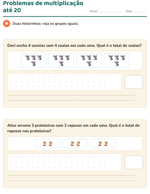 Problemas de multiplicação com os grupos já desenhados