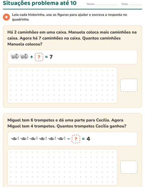 Pré-visualização da ficha de Situações problema com Brinquedos PB 2 para 1º ano do ensino fundamental