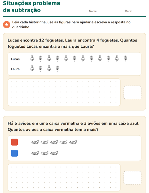 Pré-visualização da ficha de Situações problema com Brinquedos PB para 1º ano do ensino fundamental