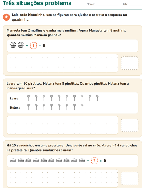 Pré-visualização da ficha de Situações problema com Comida PB 2 para 1º ano do ensino fundamental