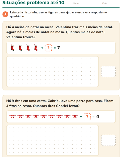 Pré-visualização da ficha de Situações problema com Natal para 1º ano do ensino fundamental