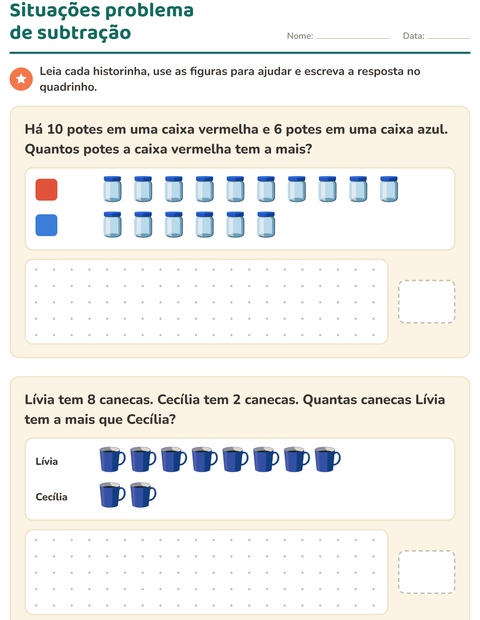 Pré-visualização da ficha de Situações problema com Utensílios de cozinha para 1º ano do ensino fundamental