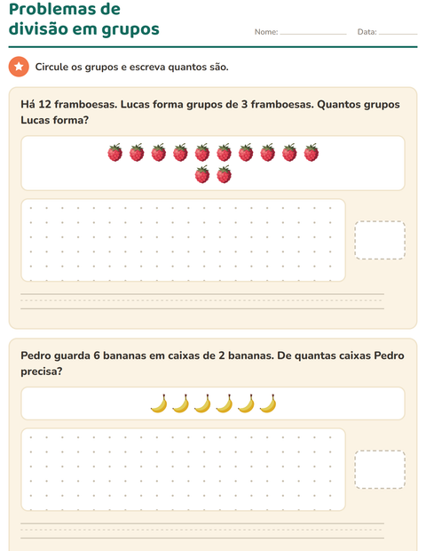 Pré-visualização da ficha de Situações problema com Frutas para 3º ano do ensino fundamental