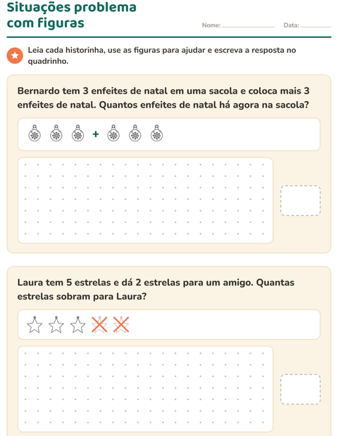 Pré-visualização da ficha de Situações problema com Natal P&B para 1º ano do ensino fundamental